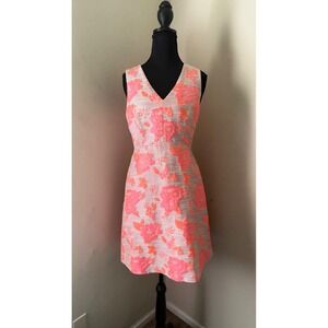 Floral Jacquard Dress V-Neck Sleeveless Party Cocktail Dress Antonio Melani SZ 4